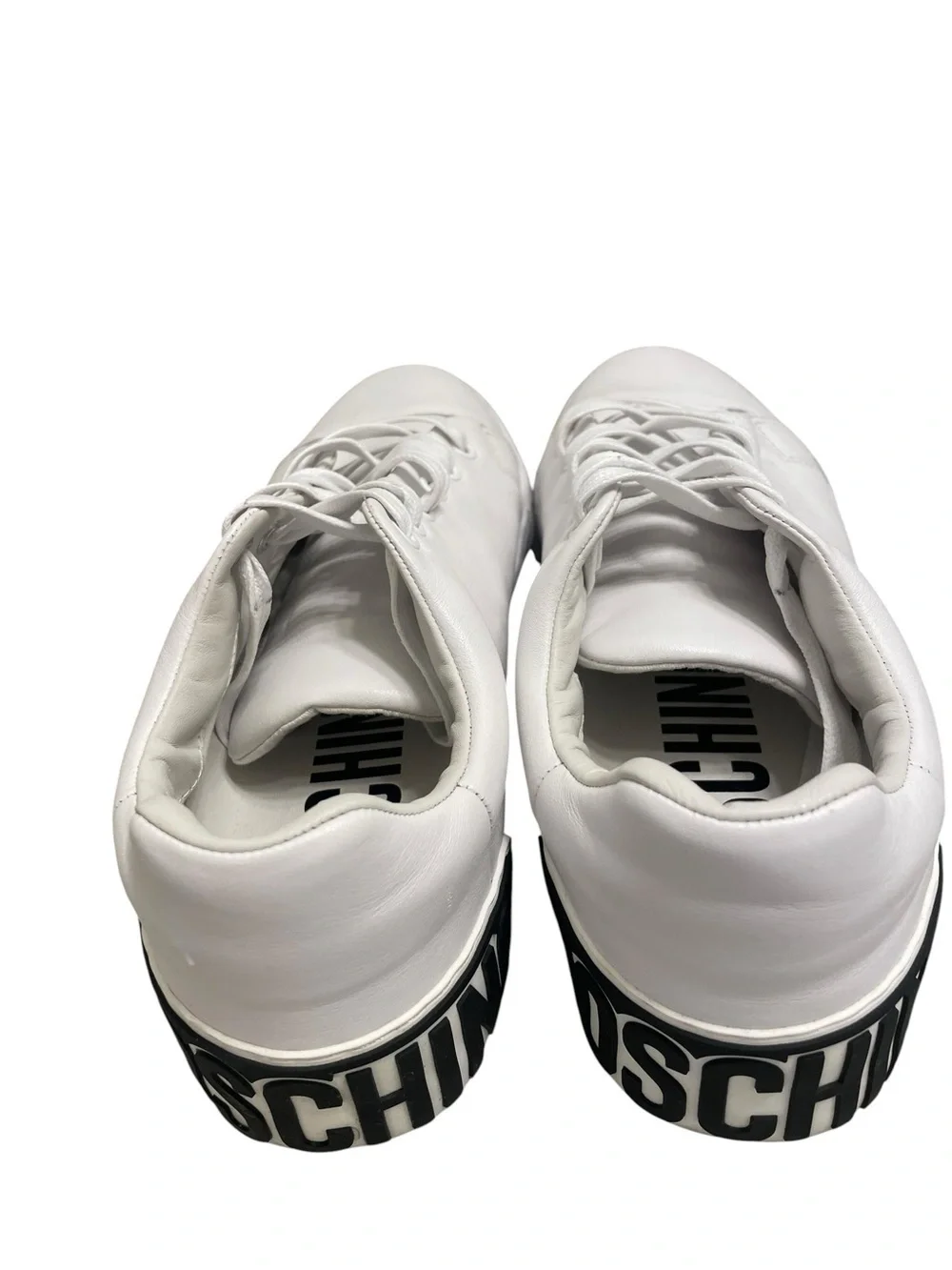 Moschino Couture Milano Men's White Leather Large Logo Sneakers EU 43 US 10